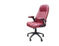 Office chair from red leather. Isolated over white Royalty Free Stock Photo