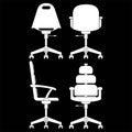 Office chair set icons in white color isolated on black background. EPS 10 vector Royalty Free Stock Photo