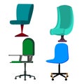 Office Chair Set Vector. Business Furniture. Employee Or Director Seat. Isolated Flat Cartoon Illustration Royalty Free Stock Photo