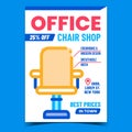 Office Chair Shop Creative Promo Poster Vector