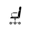 Office chair from the side black icon, vector sign on isolated background. Office chair from the side concept symbol Royalty Free Stock Photo