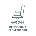 Office chair from the side vector line icon, linear concept, outline sign, symbol Royalty Free Stock Photo