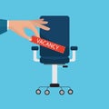 Flat design vector illustration. Office chair and a sign vacant. Royalty Free Stock Photo