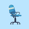 Office chair and a sign vacant. The idea for recruiting and hiring. Place of office worker. Royalty Free Stock Photo