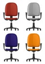 Office chair spinning, on wheels, with backrest and armrests, four color options, front view