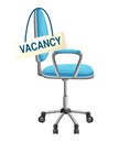 Office chair with vacancy empty seat workplace for employee business hiring and recruitment concept furniture vacant desk armchair Royalty Free Stock Photo