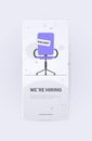 office chair with vacant sign we are hiring join us vacancy open recruitment human resources unemployment concept Royalty Free Stock Photo