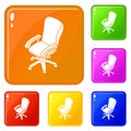 Office chair wheel icons set vector color Royalty Free Stock Photo