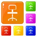 Office a chair with wheels icons set vector color Royalty Free Stock Photo