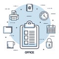Office checklist paper clock calendar printer file