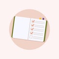 Office checks forms, priority list checks, check mark list and checking paper to do checklists Royalty Free Stock Photo