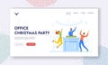 Office Christmas Party Landing Page Template. Xmas Celebration, Happy Business People New Year Corporate with DJ Royalty Free Stock Photo