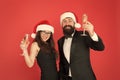 Office christmas party. merry christmas and cheers everyone. business man and girl drink champagne. xmas party. formal Royalty Free Stock Photo