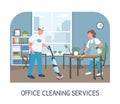 Office cleaning service banner flat vector template