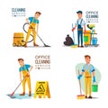 Office Cleaning Services Workers With Vacuum Cleaner