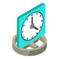 Office clock icon isometric vector. Modern square office wall clock on plus sign Royalty Free Stock Photo