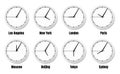 Office Clock Timezones Realistic Composition