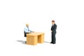 Office coaching and briefing illustration concept. A staff employee facing boss Royalty Free Stock Photo