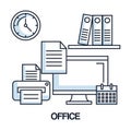 Office computer print paper calendar clock folder