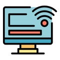 Office computer remote access icon color outline vector Royalty Free Stock Photo