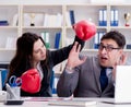 Office conflict between man and woman Royalty Free Stock Photo