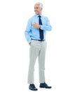 Office congeniality. Full length shot of a mature businessman on a white background.