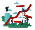 Office Cooperative Teamwork. Success Building. Line Growth Direction to a Successful Path. Business Concept Vector Illustration