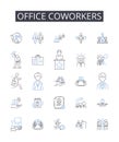 Office coworkers line icons collection. Work colleagues, Desk mates, Job partners, Employment buddies, Business