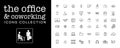Office Coworking Icons collection. Graphic vector set of symbols. Royalty Free Stock Photo