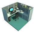 Office cubicle 3d art Royalty Free Stock Photo