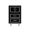 Office cupboards black vector concept icon. Office cupboards flat illustration, sign Royalty Free Stock Photo