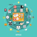 Office Decorative Icons Set In Circle Order Royalty Free Stock Photo