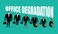 Office degradation. Manager turns into office plankton. Man tran