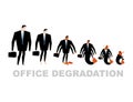 Office degradation. Manager turns into office plankton. Man tran Royalty Free Stock Photo