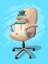 Office or desk chair in various points of view. Armchair or stool in front, back, side angles. Corporate castor furniture flat ico Royalty Free Stock Photo