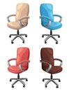 Office or desk chair in various points of view. Armchair or stool in front, back, side angles. Corporate castor furniture flat ico Royalty Free Stock Photo