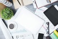 Office desk with empty devices Royalty Free Stock Photo