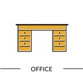 Office desk furniture line icon