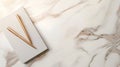 office desk layout,top view,background made of marble in a modern theme in a light color scheme,diary,elegant pen,empty space for Royalty Free Stock Photo