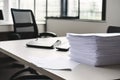 office desk with paper and documentsoffice desk with paper and documentsstack of documents on table in office Royalty Free Stock Photo