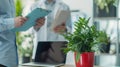 The office desk with plant.AI generated image Royalty Free Stock Photo