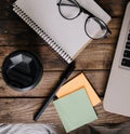 Office desk table with laptop. School and work concept. Home education. Royalty Free Stock Photo