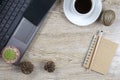 Office desk table with Notebook computer,smart phone.cup of coffee,book,pencil Royalty Free Stock Photo