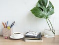 Office desk table with notebooks Royalty Free Stock Photo