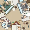 Office desk top view Royalty Free Stock Photo