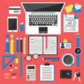 Office desk top view Royalty Free Stock Photo