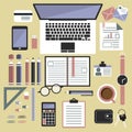 Office desk top view Royalty Free Stock Photo