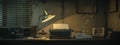 Vintage film noir office desk with old typewriter