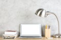 Office desk with white notebook closeup Royalty Free Stock Photo