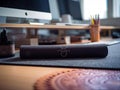 Office desk with yoga mat for worklife balance